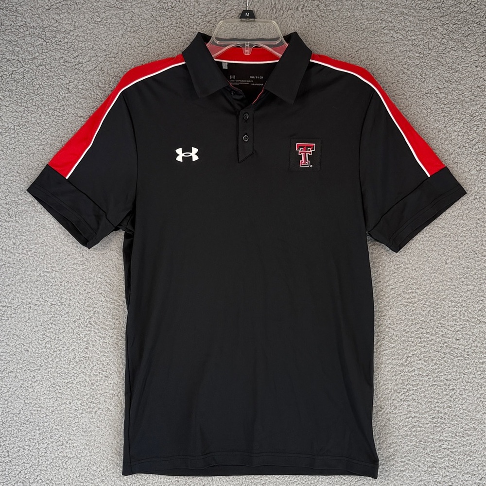 Texas Tech Red Raiders Under Armour Heatgear Men's small Polo Shirt black red